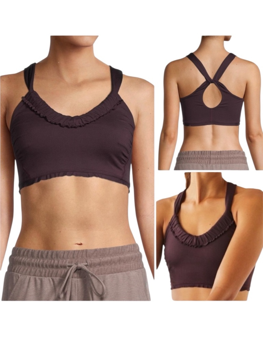 Free People Down The Line Ruffle Trim Sports Bra